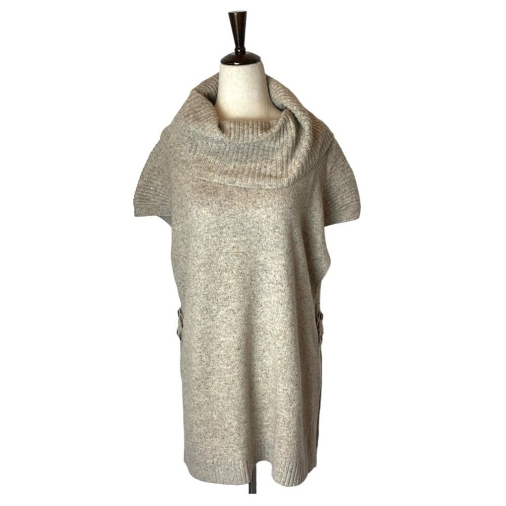 Pendleton Beige Tan Wool Yak Linen Blend Cowl Neck Short Sleeve Sweater Tunic M